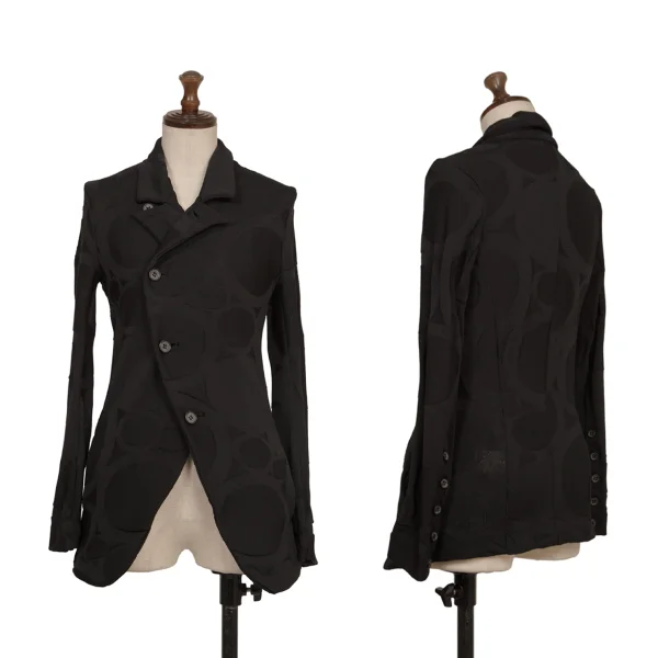 Y's Circle Jacquard Peaked-lapel Knit Jacket Black 2 K-173340_001