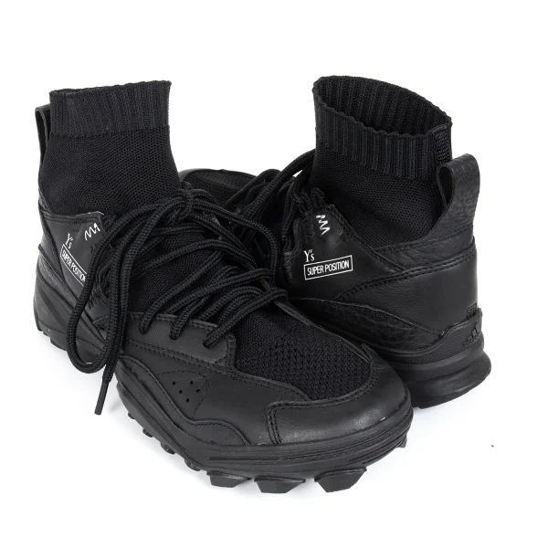 Y's×adidas Super Position SEEULATER X GSG9 Leather Sneakers Black US 6 K-173349_001