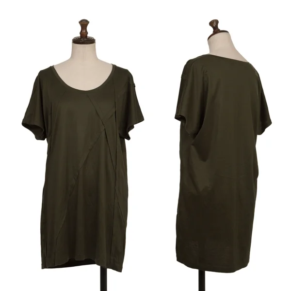 ISSEY MIYAKE Switching Desgin T-shirt Khaki 3 K-173350_001