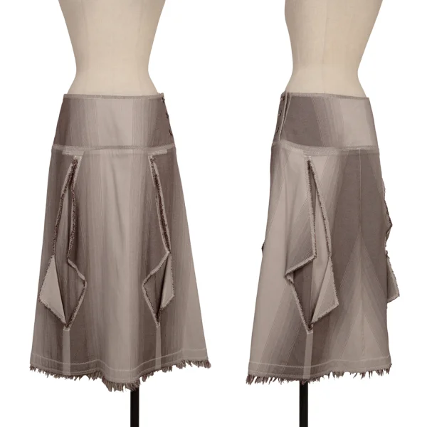 ISSEY MIYAKE FETE A-POC INSIDE Dyed  Acrylic Blend Cutting Fringe Skirt Pink 2 K-173354_001