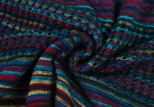 ISSEY MIYAKE HaaT Mohair Blend Wool Multi Striped Knit Cardigan K-173357_011
