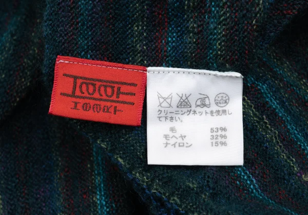 ISSEY MIYAKE HaaT Mohair Blend Wool Multi Striped Knit Cardigan K-173357_013