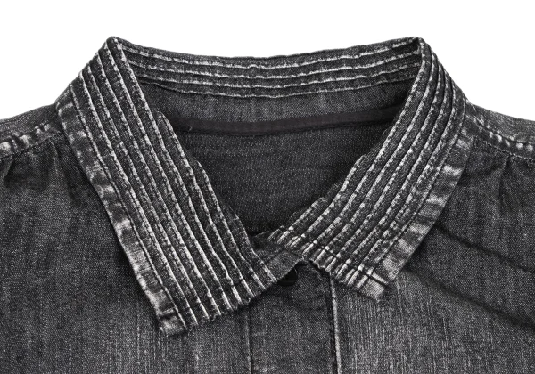 ISSEY MIYAKE HaaT Cotton Blend Pintuck Denim Half Coat K-173364_005
