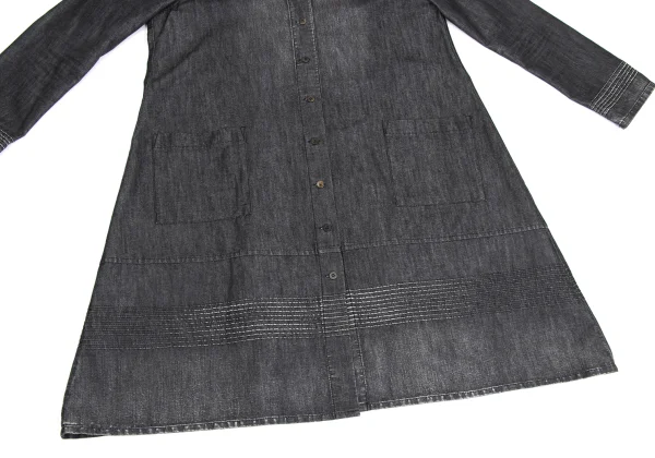 ISSEY MIYAKE HaaT Cotton Blend Pintuck Denim Half Coat K-173364_010