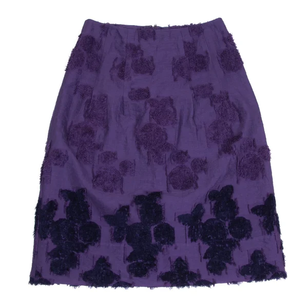 ISSEY MIYAKE HaaT Cotton Blend Shaggy Graphic Skirt K-173365_002