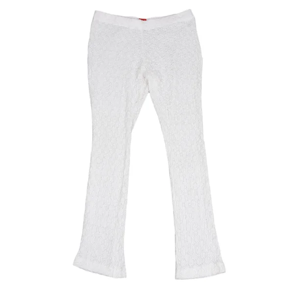 ISSEY MIYAKE HaaT Cotton Nylon Stretch Textured Weave Pants White 2 K-173370_001