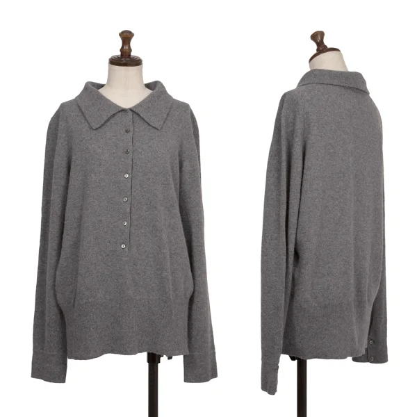 Max Mara Cashmere Blend Wool Pullover Knit Shirt Grey L K-173376_001