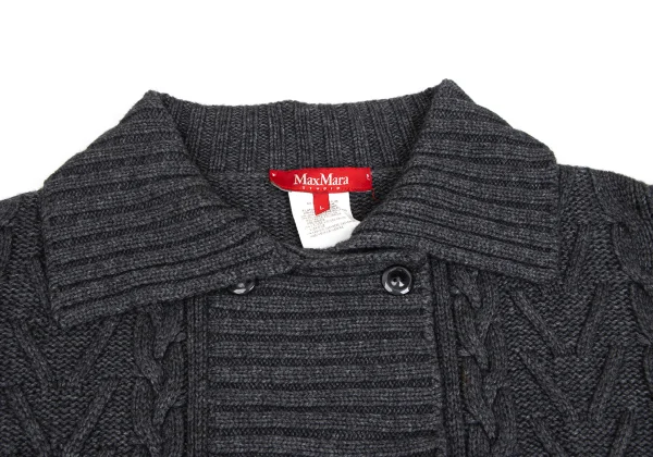 Max Mara Cashmere Blend Wool Double Cable Knit Jacket K-173377_005