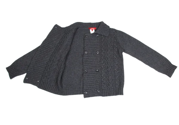Max Mara Cashmere Blend Wool Double Cable Knit Jacket K-173377_011