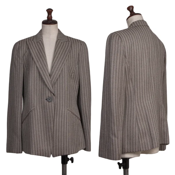 ARMANI COLLEZIONI Wool Silk Herringbone Jacket Brown 42 K-173383_001