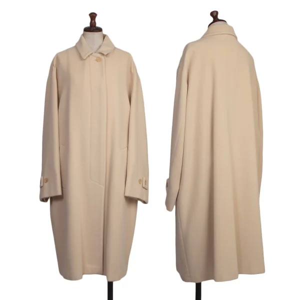 JIL SANDER Wool Angola Balmacaan Coat Beige 36 K-173386_001