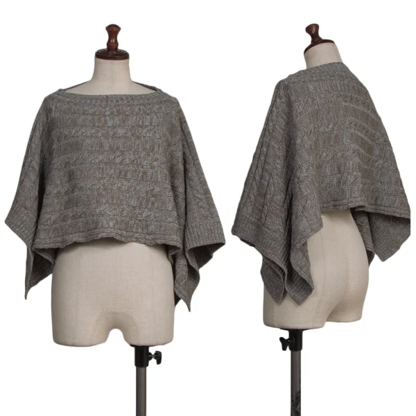 45rpm 45R Wool Cable Knit Poncho Brown,Sky blue 0 K-173387_001
