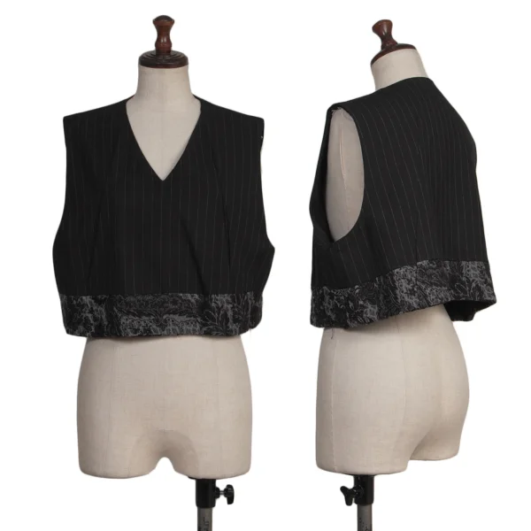 COMME des GARCONS Hem Switching Pin Stripe Dart Vest Black S-M K-173401_001