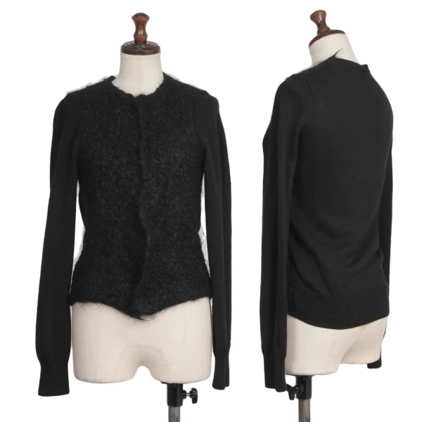 COMME des GARCONS Ribbed Sleeve Mohair Cardigan Black S-M K-173402_001