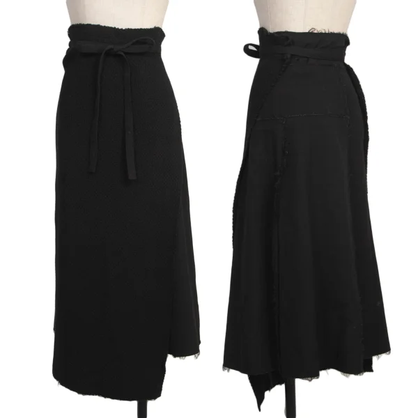COMME des GARCONS Wool Cutting Knit Switching Wrap Skirt Black S K-173408_001