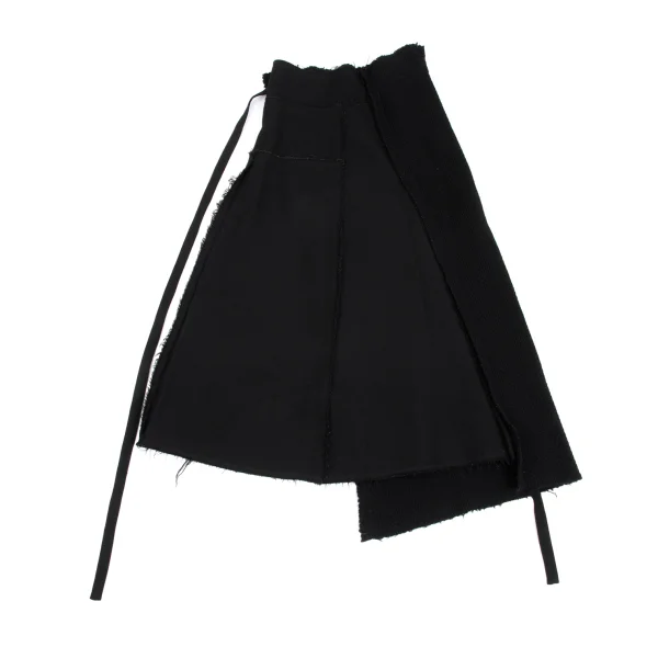 COMME des GARCONS Wool Cutting Knit Switching Wrap Skirt K-173408_012