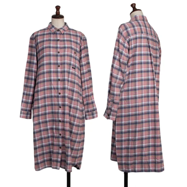 NON NO Mademoiselle NON NON Check Flannel Shirt Dress Pink 40L K-173415_001