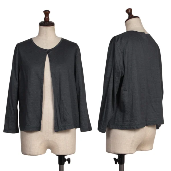 Mademoiselle NON NON Linen Cardigan Charcoal navy 40L K-173422_001