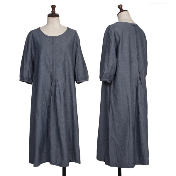 Mademoiselle NON NON Pintuck Chambray Tunic  Indigo 40L K-173427_001