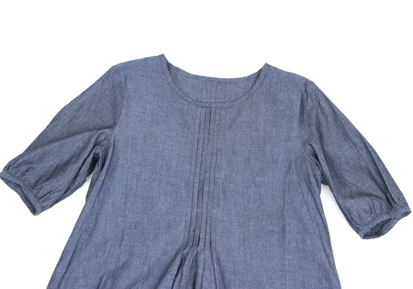 Mademoiselle NON NON Pintuck Chambray Tunic K-173427_003
