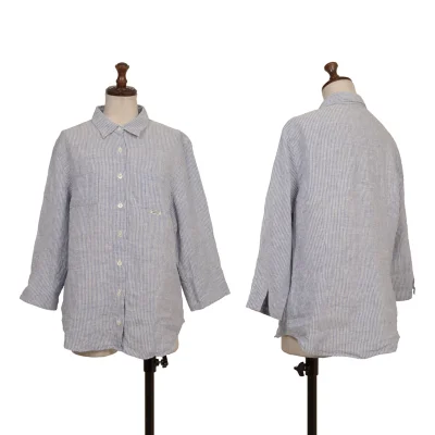 Mademoiselle NON NON Linen 3/4 Sleeve Striped Shirt