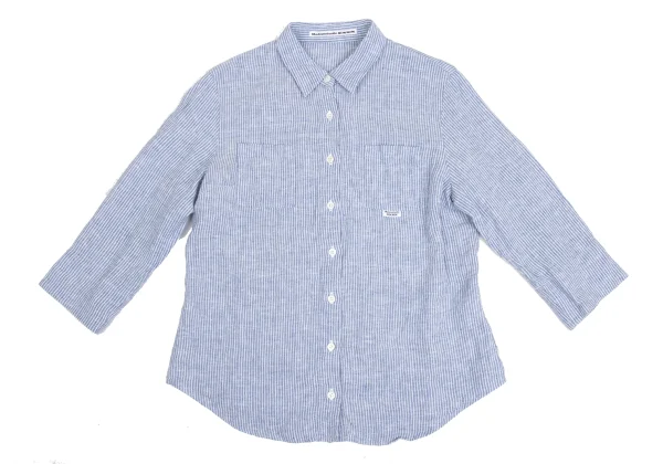 Mademoiselle NON NON Linen 3/4 Sleeve Striped Shirt K-173429_002