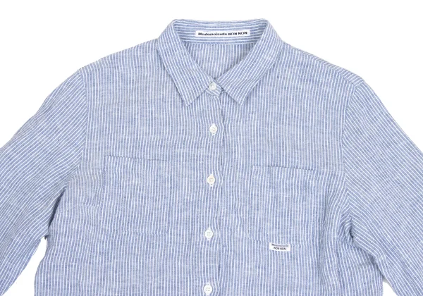 Mademoiselle NON NON Linen 3/4 Sleeve Striped Shirt K-173429_003