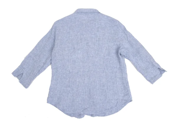 Mademoiselle NON NON Linen 3/4 Sleeve Striped Shirt K-173429_012
