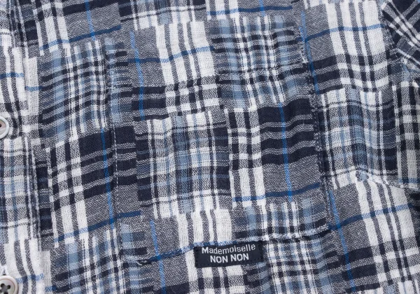 Mademoiselle NON NON Cotton Linen Patchwork Check Shirt K-173430_005