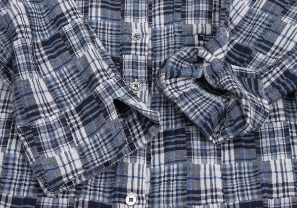 Mademoiselle NON NON Cotton Linen Patchwork Check Shirt K-173430_008