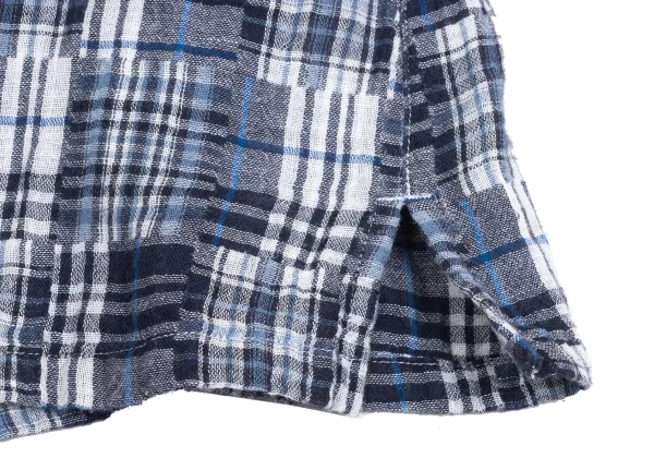 Mademoiselle NON NON Cotton Linen Patchwork Check Shirt K-173430_010