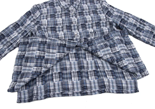 Mademoiselle NON NON Cotton Linen Patchwork Check Shirt K-173430_011
