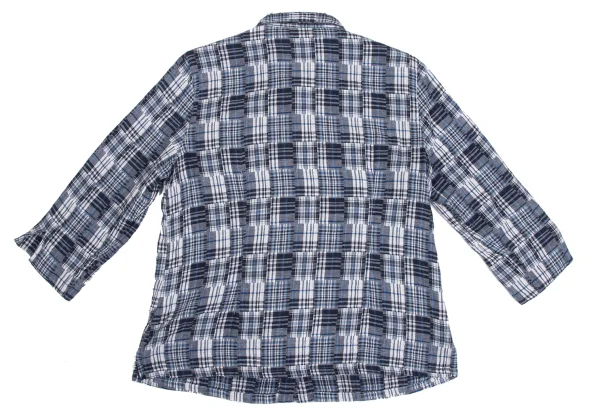 Mademoiselle NON NON Cotton Linen Patchwork Check Shirt K-173430_012