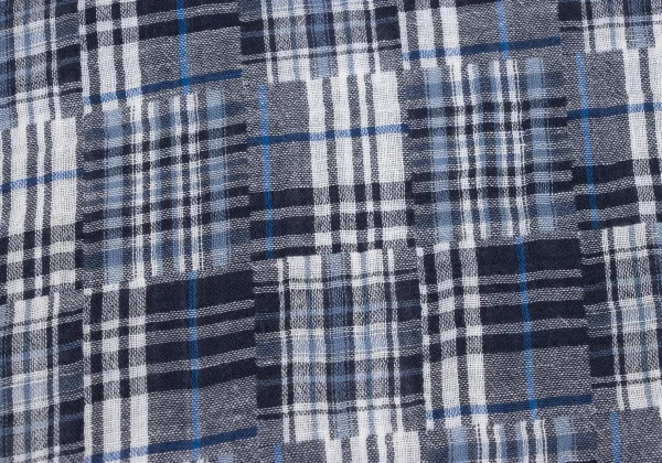 Mademoiselle NON NON Cotton Linen Patchwork Check Shirt K-173430_013