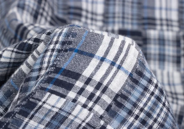 Mademoiselle NON NON Cotton Linen Patchwork Check Shirt K-173430_014