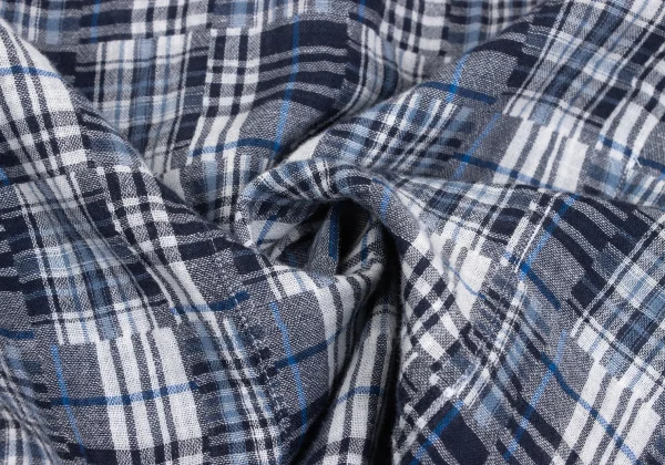 Mademoiselle NON NON Cotton Linen Patchwork Check Shirt K-173430_015