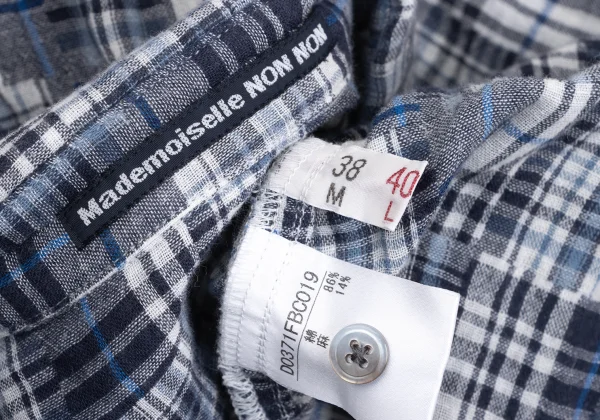 Mademoiselle NON NON Cotton Linen Patchwork Check Shirt K-173430_018