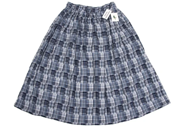 Mademoiselle NON NON Cotton Linen Patchwork Check Skirt K-173431_002