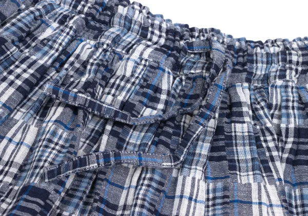 Mademoiselle NON NON Cotton Linen Patchwork Check Skirt K-173431_004