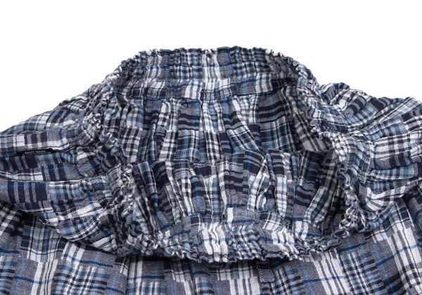 Mademoiselle NON NON Cotton Linen Patchwork Check Skirt K-173431_005