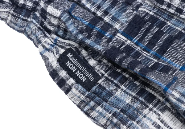 Mademoiselle NON NON Cotton Linen Patchwork Check Skirt K-173431_006
