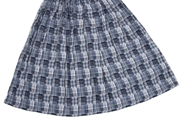 Mademoiselle NON NON Cotton Linen Patchwork Check Skirt K-173431_007