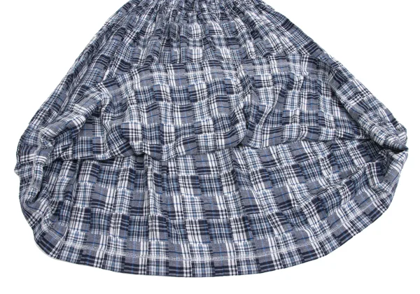 Mademoiselle NON NON Cotton Linen Patchwork Check Skirt K-173431_008