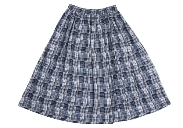 Mademoiselle NON NON Cotton Linen Patchwork Check Skirt K-173431_009