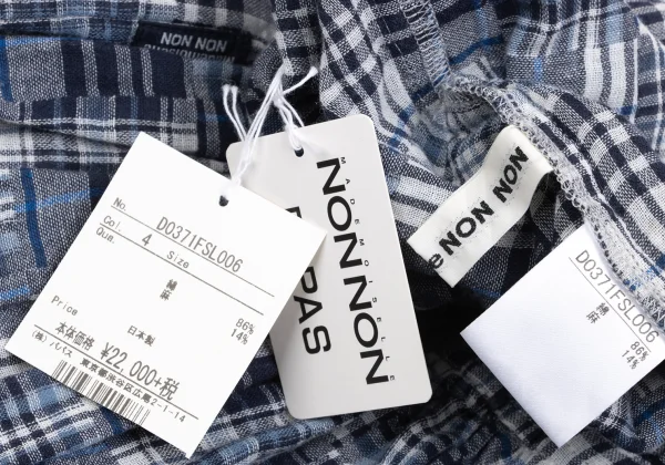 Mademoiselle NON NON Cotton Linen Patchwork Check Skirt K-173431_015