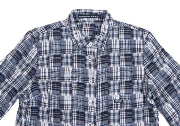 Mademoiselle NON NON Cotton Linen Patchwork Check Shirt & Skirt K-173432_004