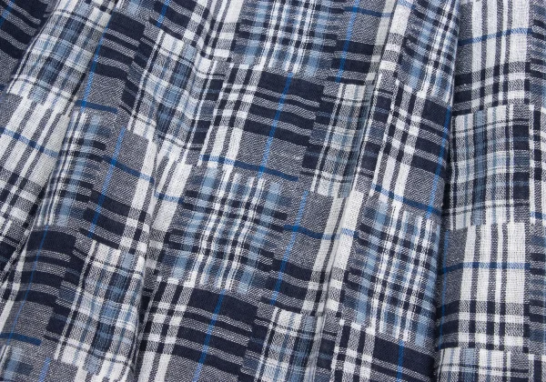 Mademoiselle NON NON Cotton Linen Patchwork Check Shirt & Skirt K-173432_017