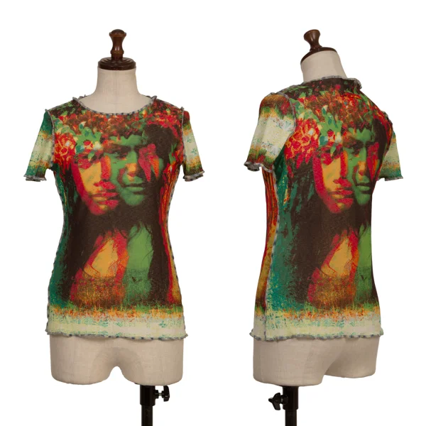 Jean Paul GAULTIER FEMME Psychedelic Hula Girl Print T Shirt Multi-Color 40 K-173438_001