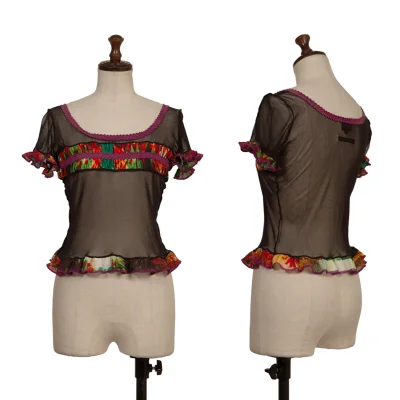 Jean Paul GAULTIER FEMME Mesh Frill Switching T Shirt