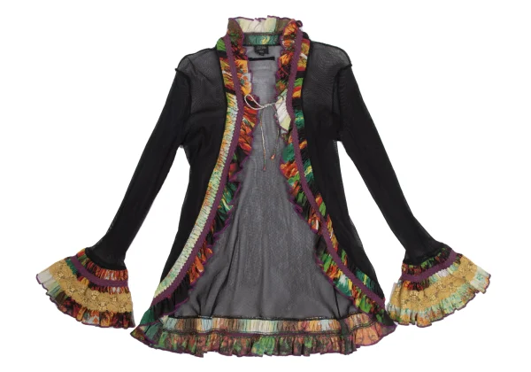 Jean Paul GAULTIER FEMME Mesh Frill Switching Cardigan K-173440_002